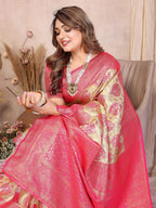 Aastha Fashion Yellow Banarasi Tissue Silk Weaving Saree | Grocsy