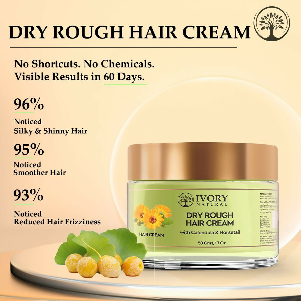 Ivory Natural Dry Frizzy Hair Cream - Detangles Hair, Manages Frizz And Scalp Dryness | Grocsy