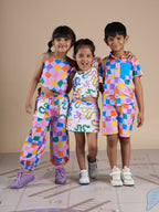 Snakes and Ladders Girls Multi Color Rotary Print Top and Pant Set from Siblings Collection | Grocsy
