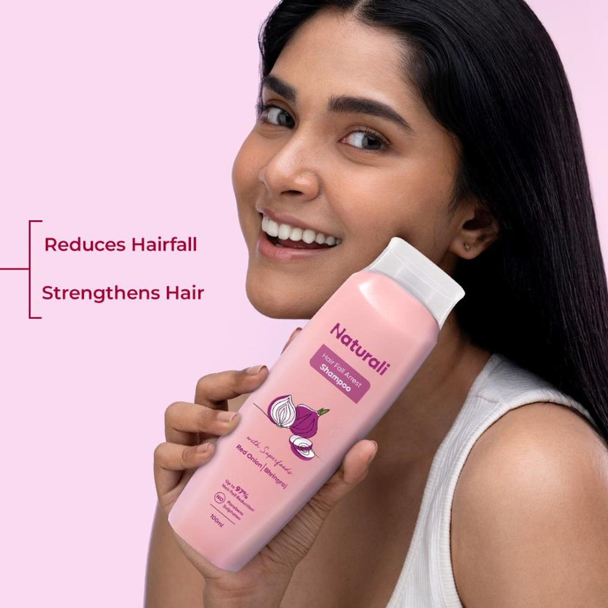 Naturali Hairfall Arrest Shampoo With Red Onion & Bhringraj, Sulphate & Paraben-Free Shampoo | Grocsy