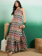Sangria Printed Straight Kurta With Palazzo Set | Grocsy