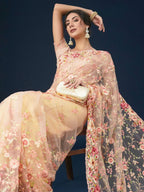 kasee Floral Embroidered Saree | Grocsy