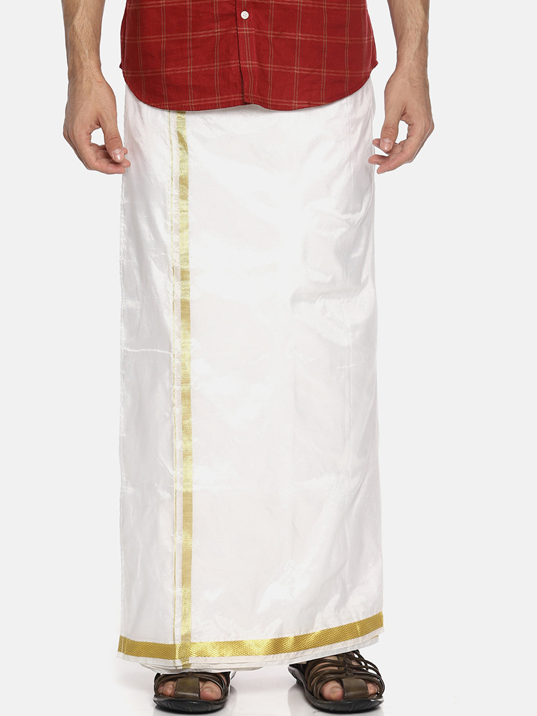 Sethukrishna White Solid Readymade Dhoti For Men | Grocsy