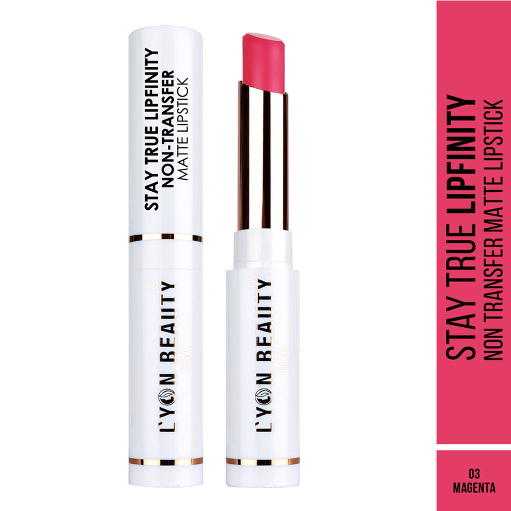 Lyon Beauty Stay True Lipfinity Non Transfer Matte Lipstick - Magenta 03 | Grocsy