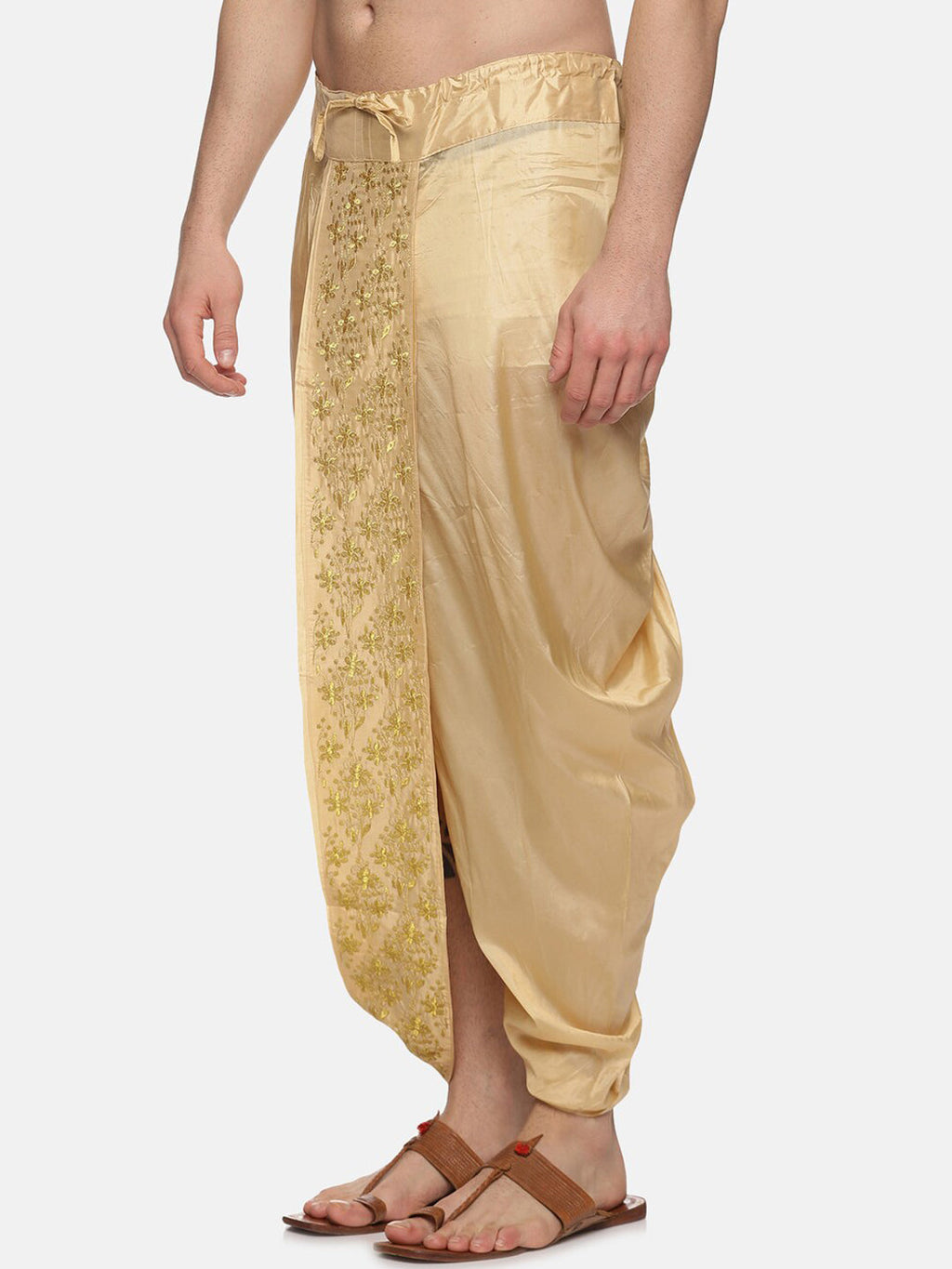 Sethukrishna Men Golden Embroidered Dhoti Pant | Grocsy