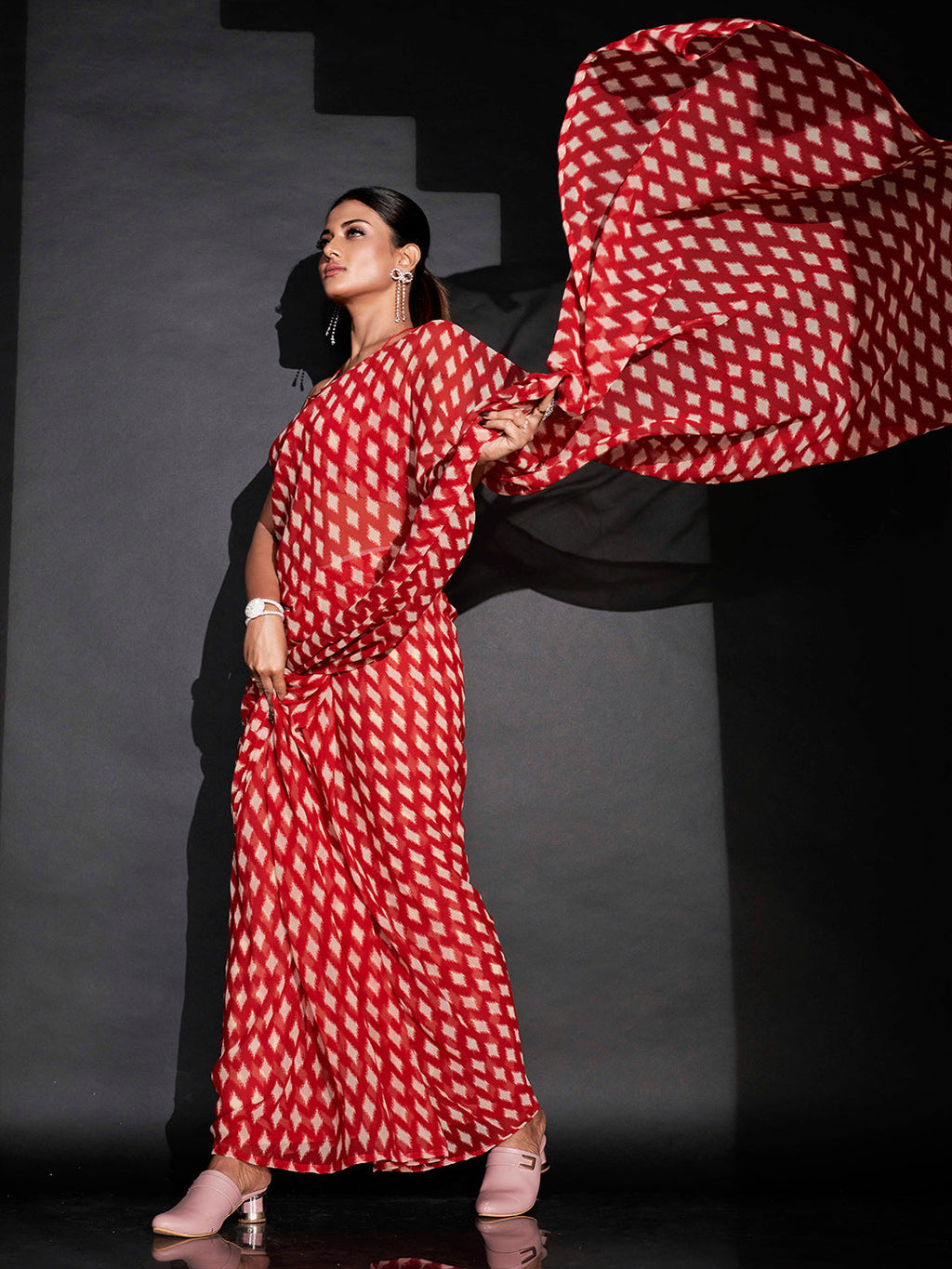 Tikhi Imli Ethnic Motifs Printed Ready To Wear Saree | Grocsy