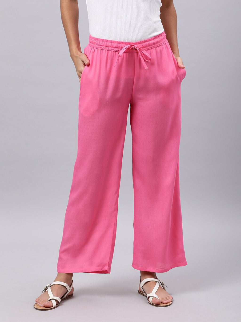 Souchii Women Pink Liva Palazzos | Grocsy