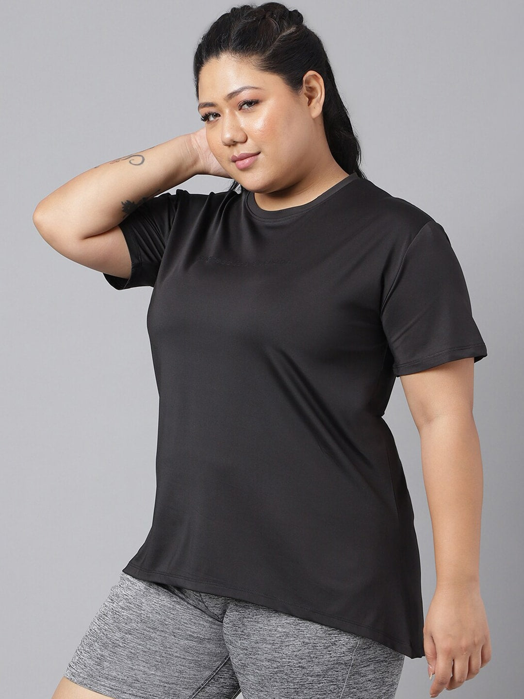 MKH Plus Size Drop-Shoulder Sleeves Dri-FIT Relaxed Fit Training T-shirt | Grocsy