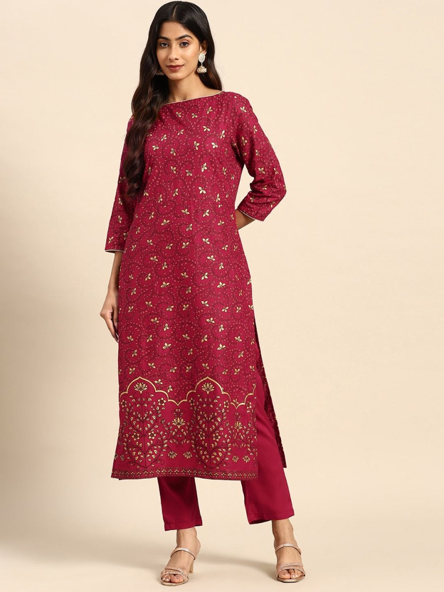 All About You Ethnic Motifs Printed Regular Kurta with Trousers | Grocsy