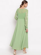 Janasya Women Green Printed Anarkali Kurta | Grocsy