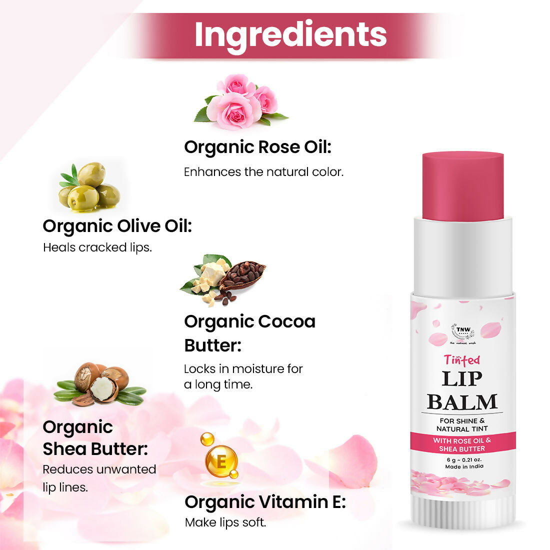 The Natural Wash Moisturizing Rose Tinted Lip Balm Shine & Natural Tint | Grocsy