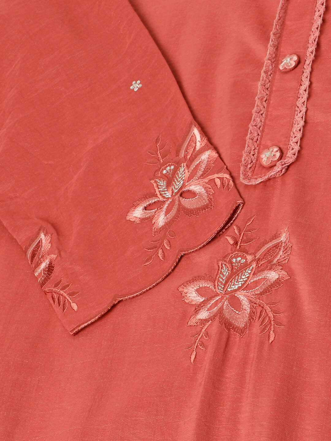 Orange Chinon Silk Embroidered Straight Kurta with Trouser & Dupatta - Salimar | Grocsy