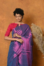 Very Much Indian Fusion Cotton Tissue Shimmer Saree - Dual Tone Purple | Grocsy