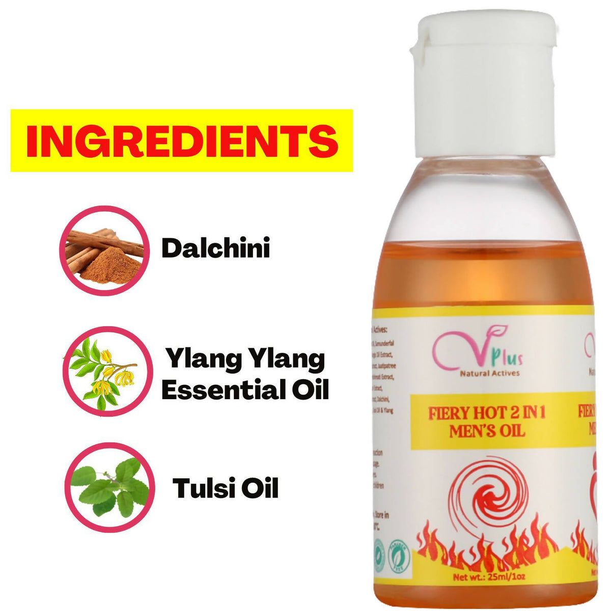 Vigini Plus Natural Actives Fiery Hot Men's Performance Lubricant Delay Oil | Grocsy