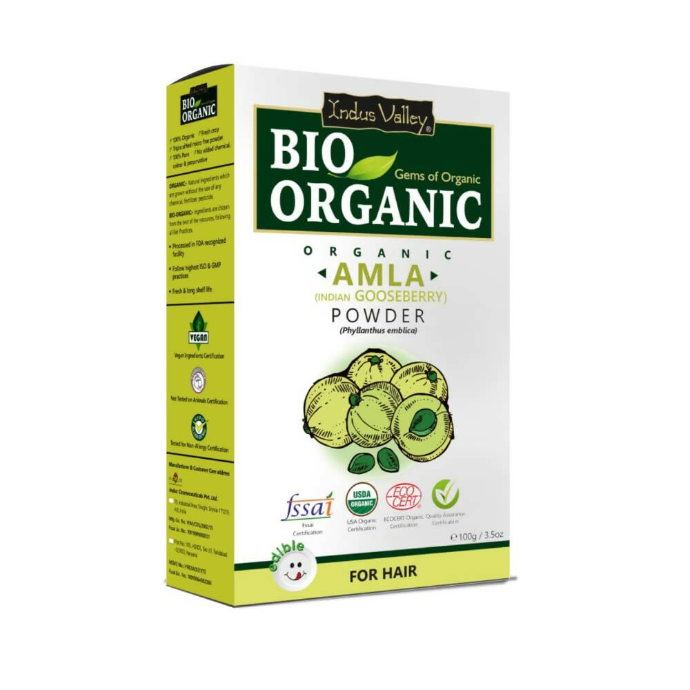 Indus Valley Bio Organic Amla (Indian Gooseberry) Powder For Hair | Grocsy