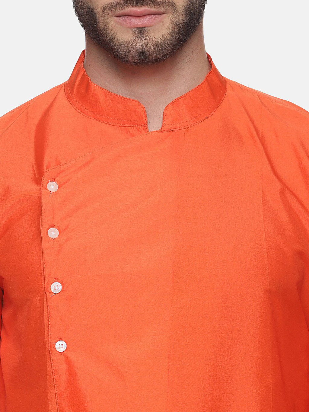 Sethukrishna Men Orange Angrakha Top with Dhoti Pants | Grocsy