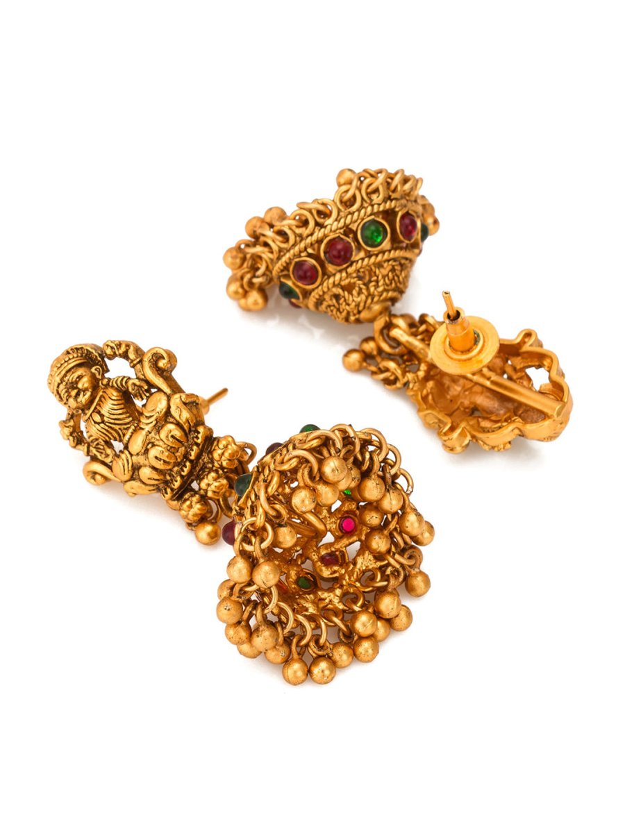 Aadita Gold-Toned Stone-Studded Temple Jewelry Set | Grocsy