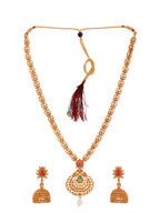 Saraf RS Jewellery Gold-Polished South Indian Imitation Bridal Temple Jewellery Set | Grocsy