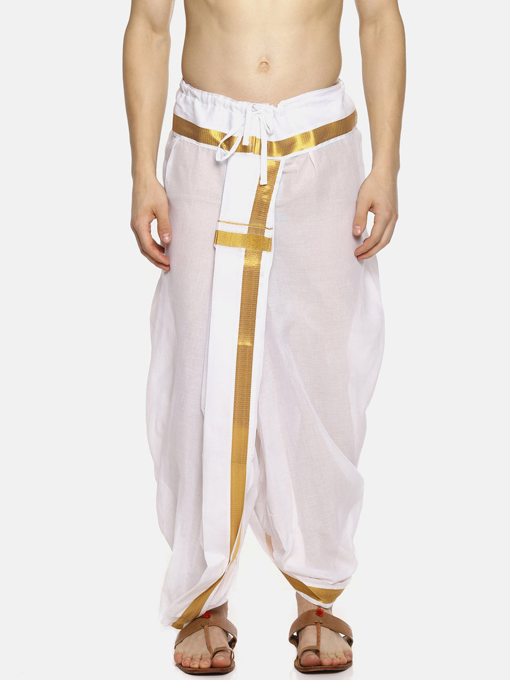 Sethukrishna Men White Solid Readymade Dhoti | Grocsy