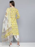 HERE&NOW Motifs Printed Regular Pure Cotton Kurta with Salwar & With Dupatta | Grocsy