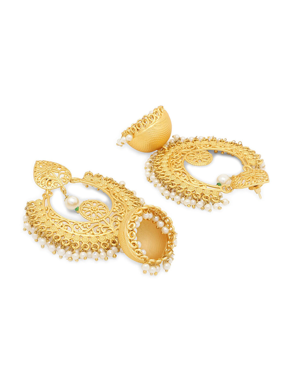 Yellow Chimes Women Gold-Toned Contemporary Chandbali Jumka Earrings | Grocsy