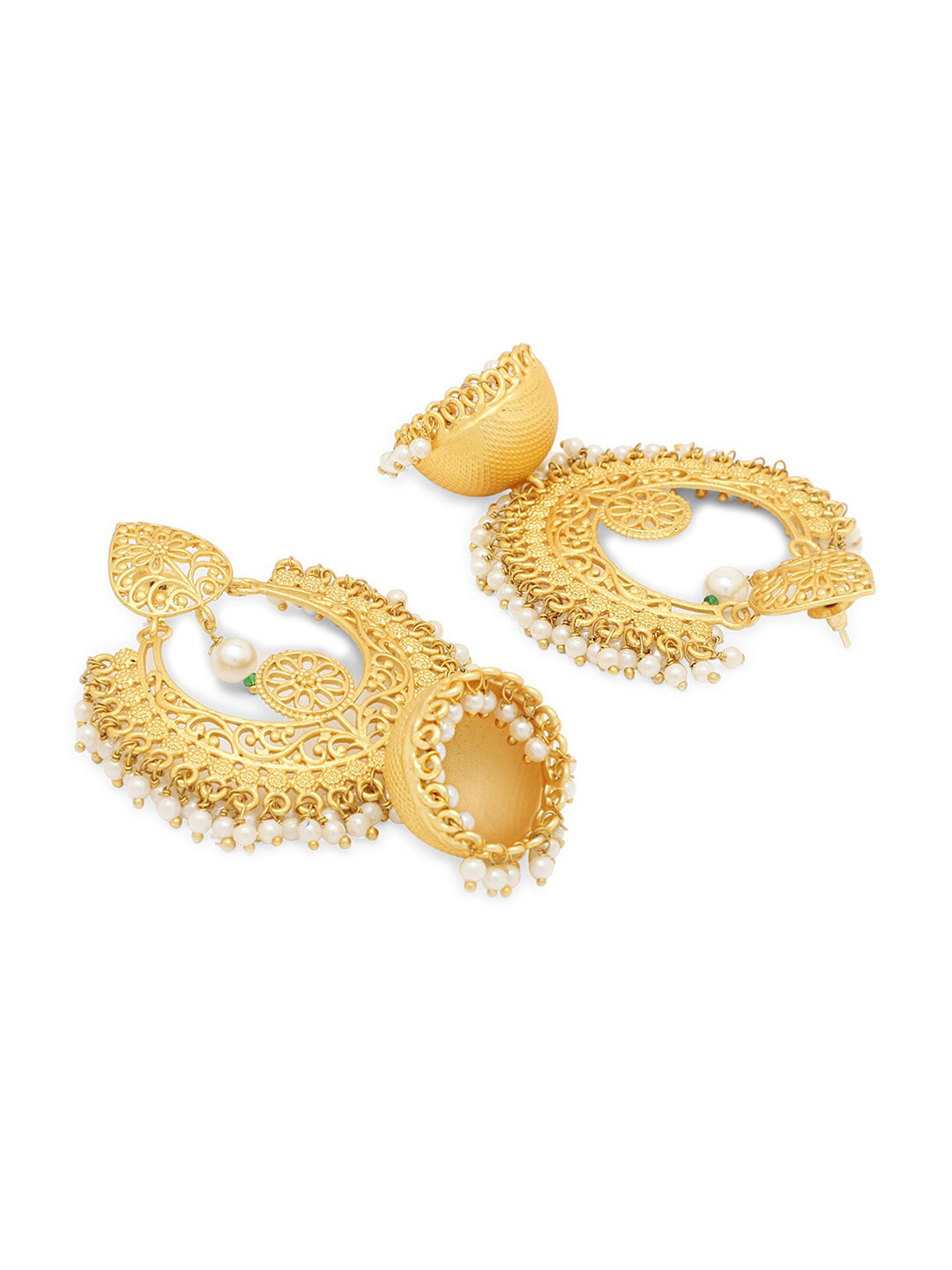 Yellow Chimes Women Gold-Toned Contemporary Chandbali Jumka Earrings | Grocsy