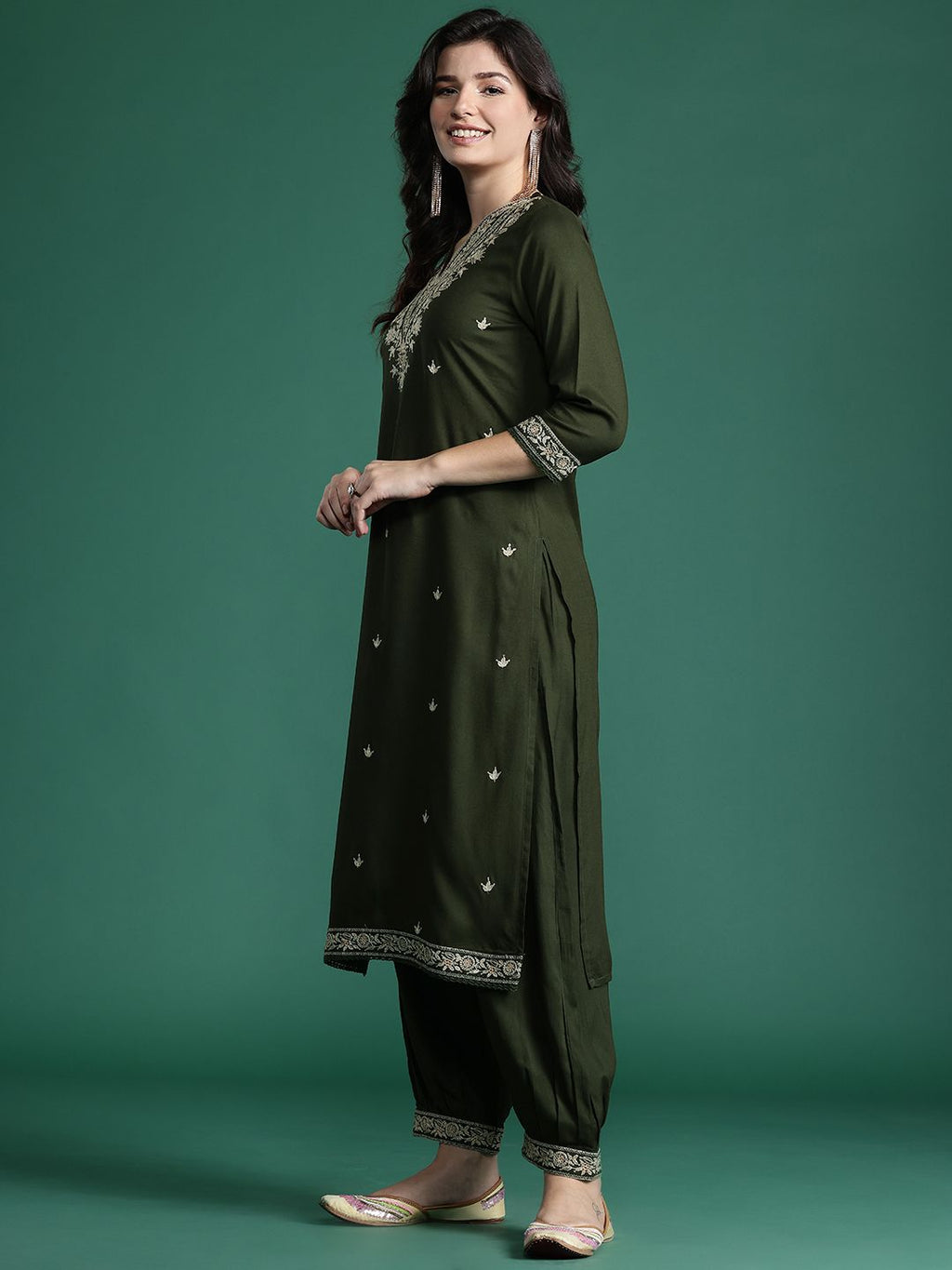 Indo Era Ethnic Motifs Embroidered Thread Work Kurta with Salwar & With Dupatta | Grocsy