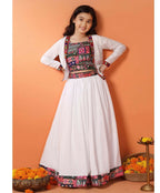 Joban Fashion Girl's White Color Lehenga Choli | Grocsy