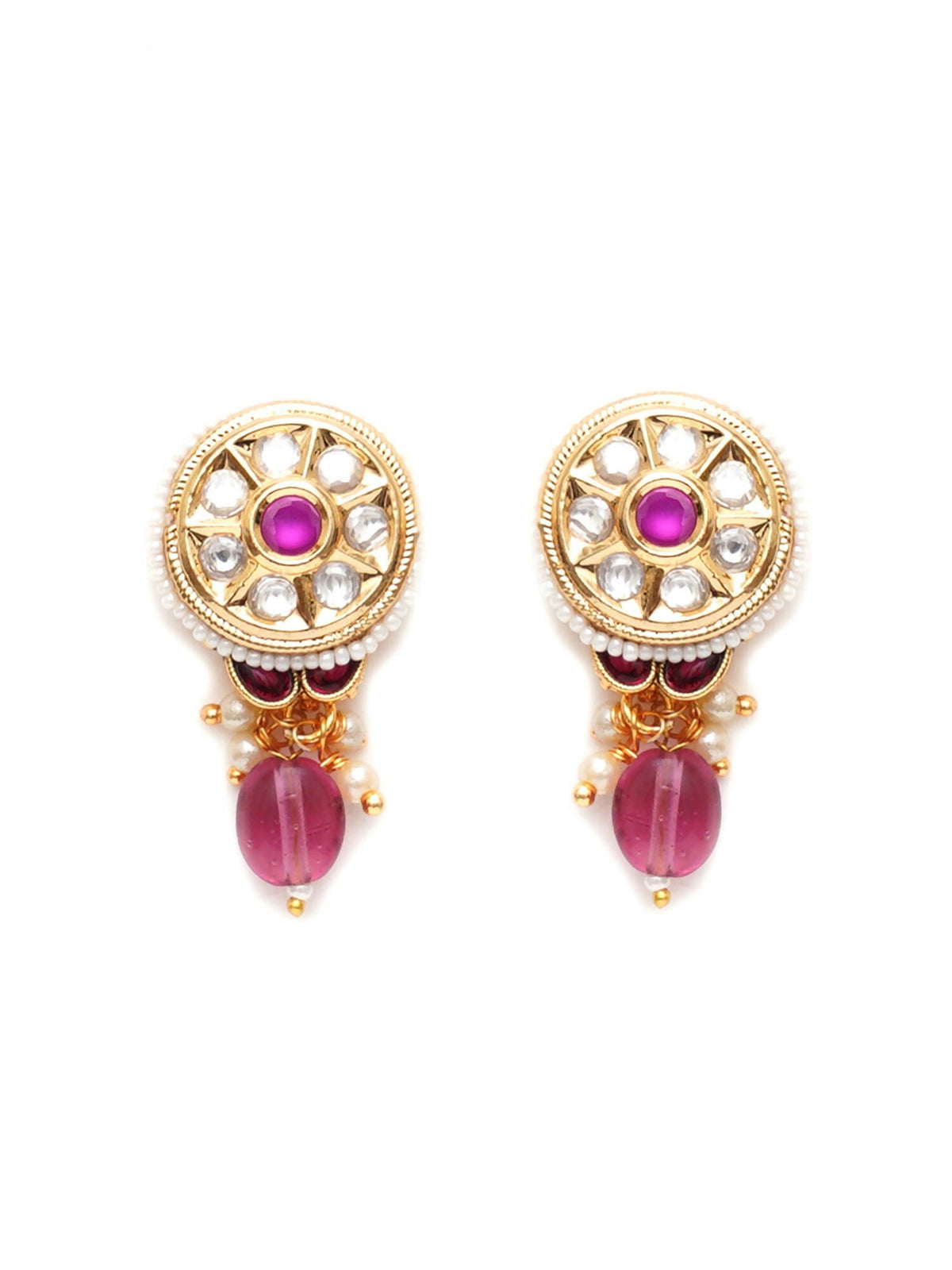 Kundan Studs with Stones (Gold) - Ruby Raang | Grocsy