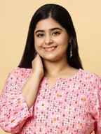 Sztori Plus Size Ethnic Motifs Printed Pure Cotton Kurta & Trouser | Grocsy
