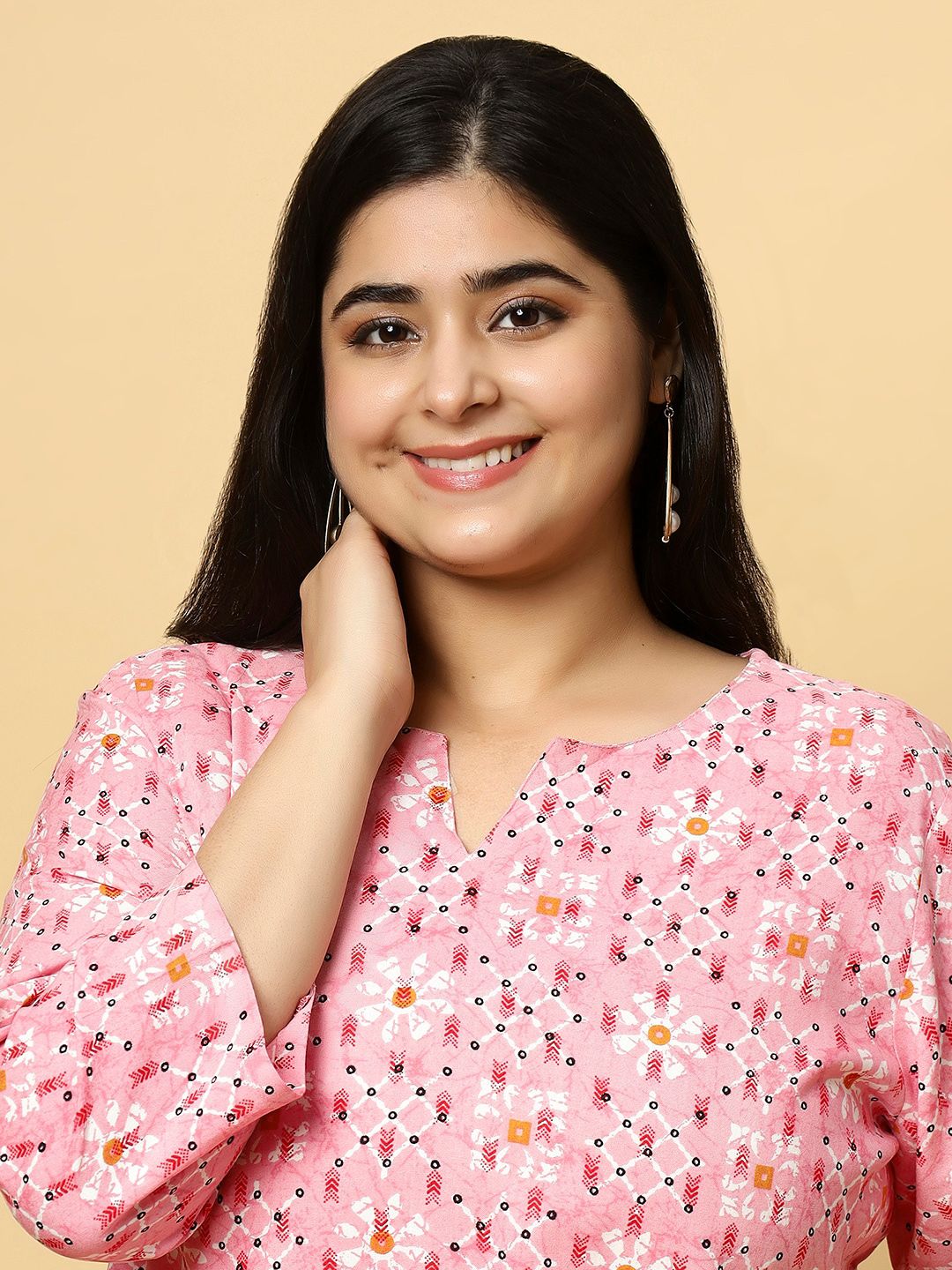 Sztori Plus Size Ethnic Motifs Printed Pure Cotton Kurta & Trouser | Grocsy