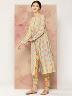 HERE&NOW Ethnic Motifs Printed Kurta with Trousers | Grocsy
