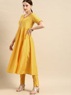 All About You Women Yellow & Red Gotta Patti Kurta with Trousers & With Dupatta | Grocsy