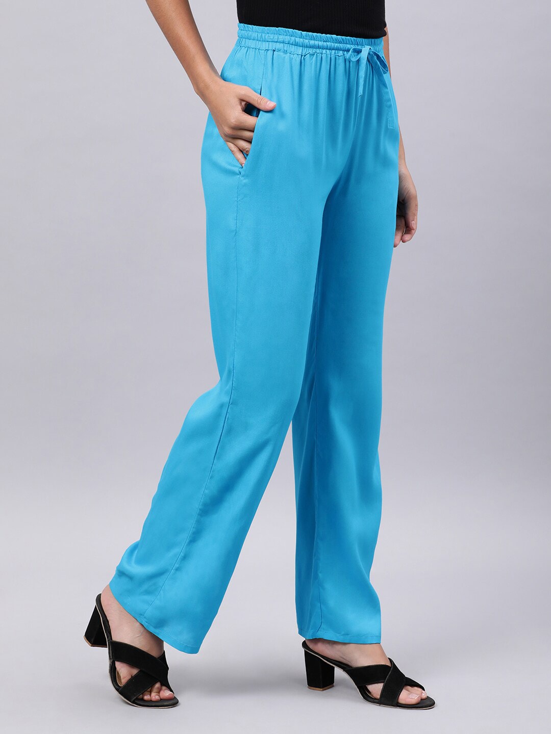 Souchii Blue Liva Ethnic Palazzos | Grocsy