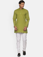 Sethukrishna Green Pure Cotton Kurta with Pyjamas For Men | Grocsy