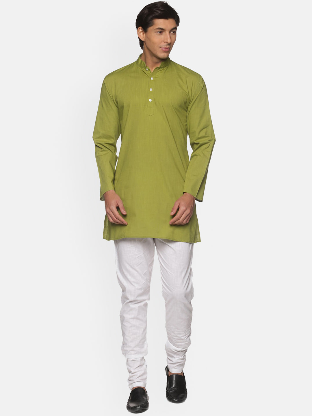 Sethukrishna Green Pure Cotton Kurta with Pyjamas For Men | Grocsy