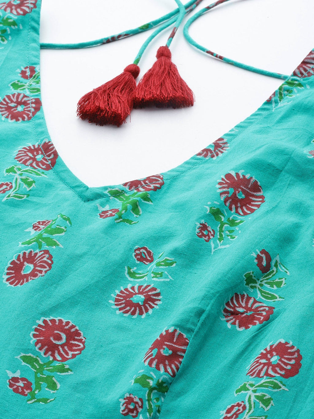 HERE&NOW Floral Printed Pure Cotton Kurta with Trousers | Grocsy