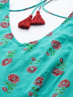 HERE&NOW Floral Printed Pure Cotton Kurta with Trousers | Grocsy
