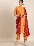 All About You Women Orange Regular Kurta with Trousers & With Dupatta | Grocsy