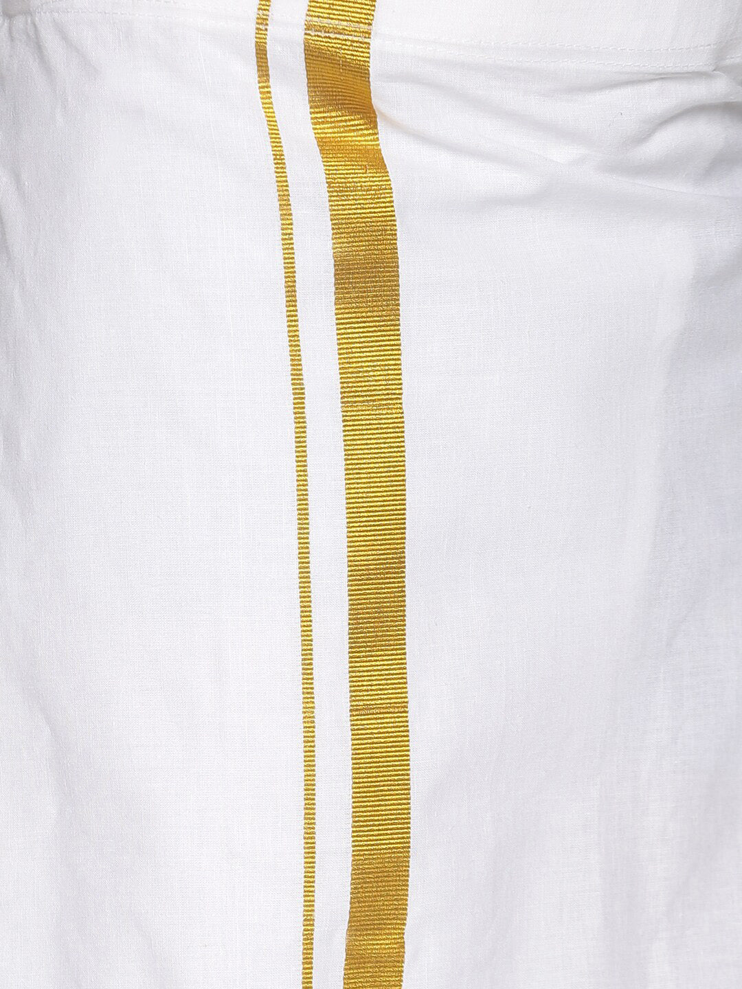 Sethukrishna Boys Cream-Coloured & Gold-Toned Pure Cotton Shirt with Dhoti | Grocsy
