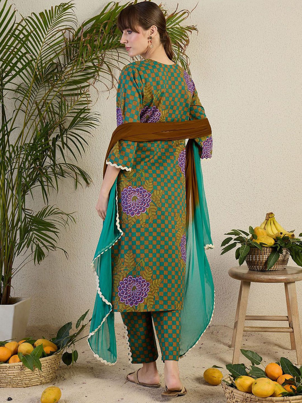 Indo Era Women Floral Printed Regular Beads and Stones Kurta with Trousers & With Dupatta | Grocsy