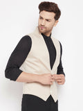 Even Apparels Cream Merino Men Woven Nehru Jacket | Grocsy