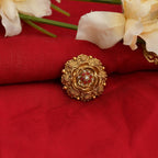Mominos Fashion Joharkamal Gold-Polished Stone Studded Adjustable Finger Ring - Design 019 | Grocsy