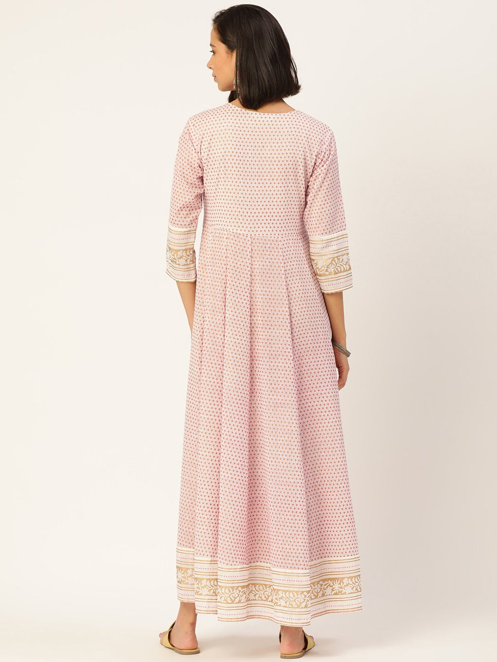 HERE&NOW Printed Anarkali Cotton Kurta With Dupatta | Grocsy
