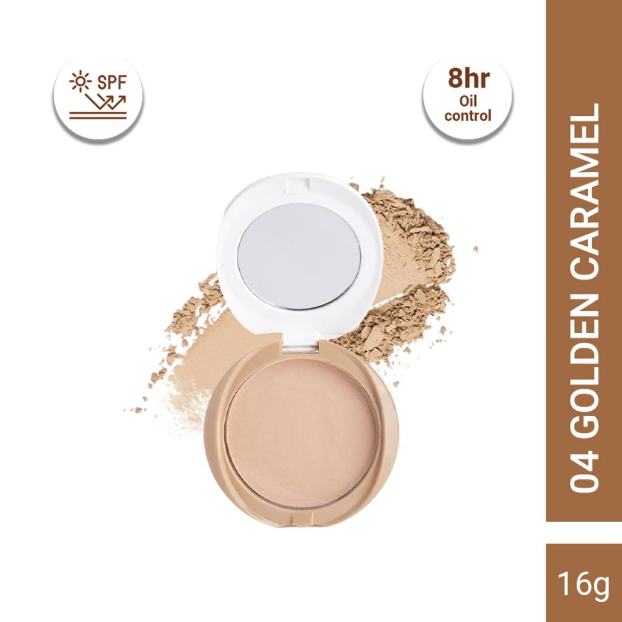 CUFFS N LASHES Perfect Finish Pressed Powder Compact With SPF 15 - 04 Golden Caramel | Grocsy