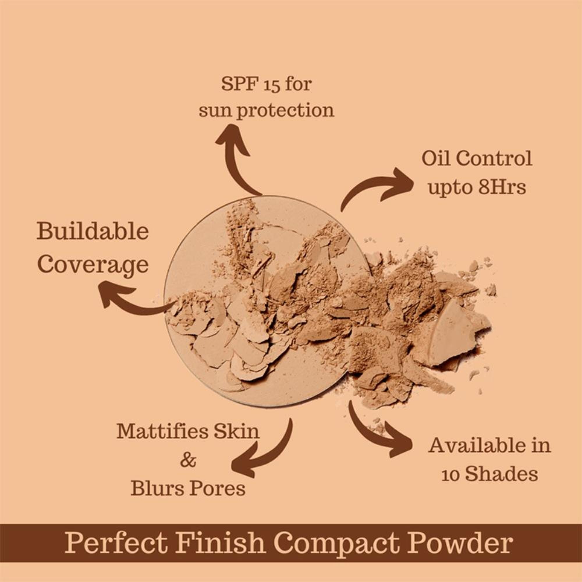CUFFS N LASHES Perfect Finish Pressed Powder Compact With SPF 15 - 04 Golden Caramel | Grocsy