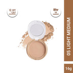 CUFFS N LASHES Perfect Finish Pressed Powder Compact With SPF 15 - 05 Light Medium | Grocsy