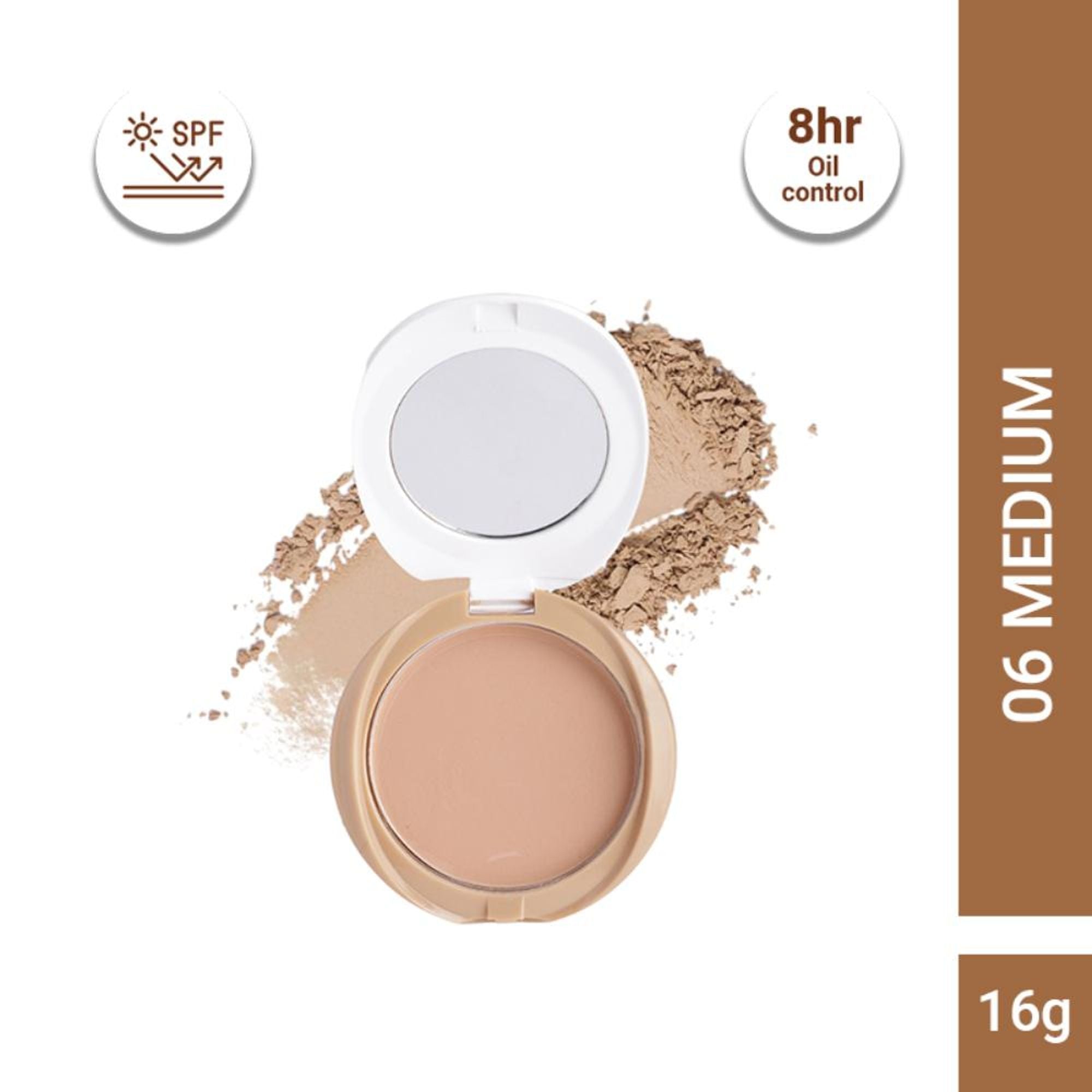 CUFFS N LASHES Perfect Finish Pressed Powder Compact With SPF 15 - 06 Medium | Grocsy