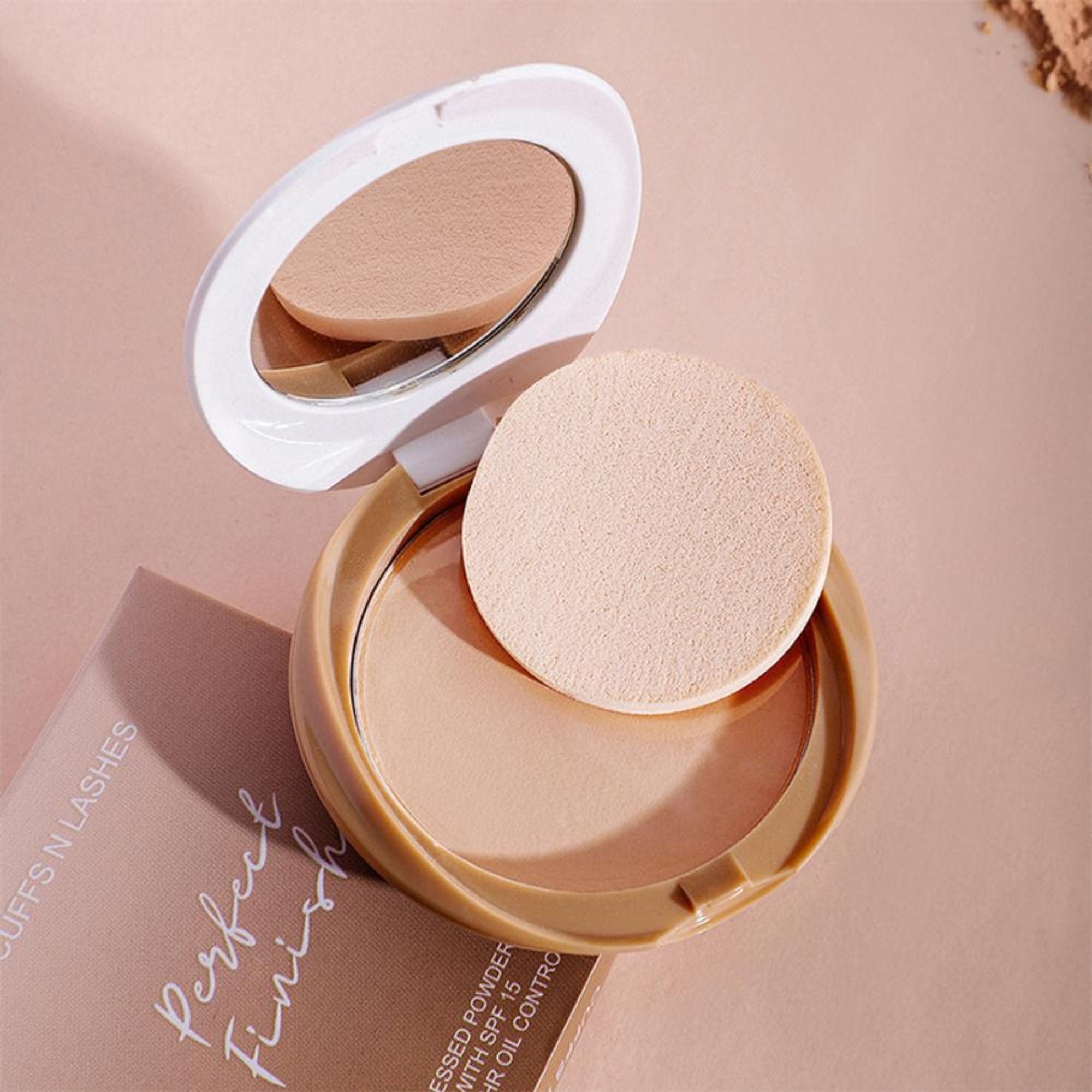 CUFFS N LASHES Perfect Finish Pressed Powder Compact With SPF 15 - 06 Medium | Grocsy