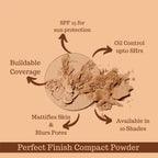 CUFFS N LASHES Perfect Finish Pressed Powder Compact With SPF 15 - 06 Medium | Grocsy